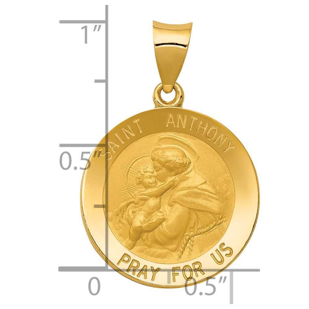 14k Polished and Satin Hollow Saint Anthony Medal Pendant