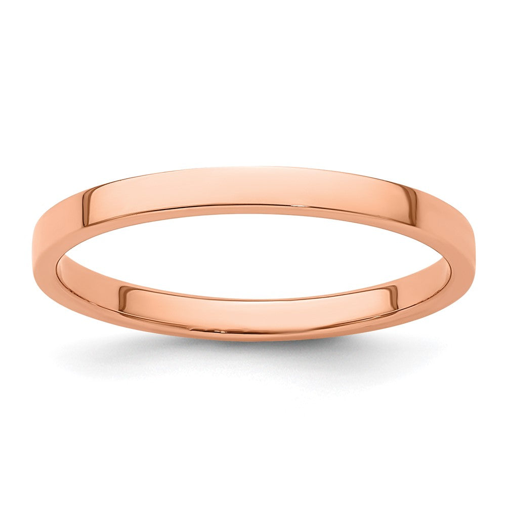 14k Rose Gold 2mm Lightweight Flat Wedding Band 
