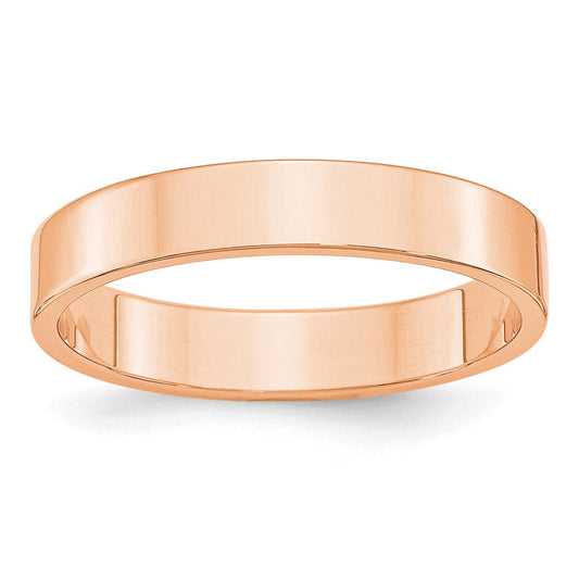 14k Rose Gold 4mm Lightweight Flat Wedding Band 