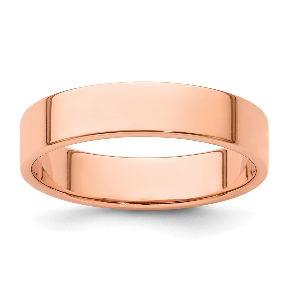 14k Rose Gold 5mm Lightweight Flat Wedding Band 