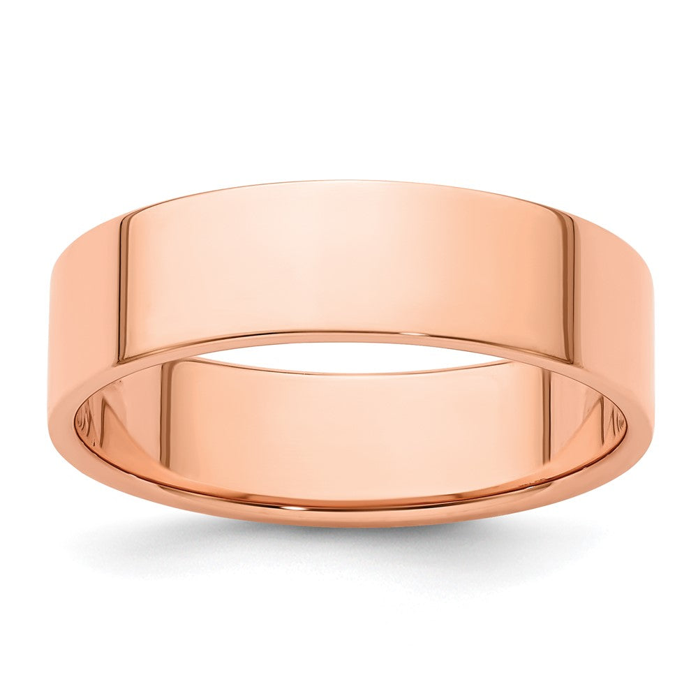 14k Rose Gold 6mm Lightweight Flat Wedding Band 