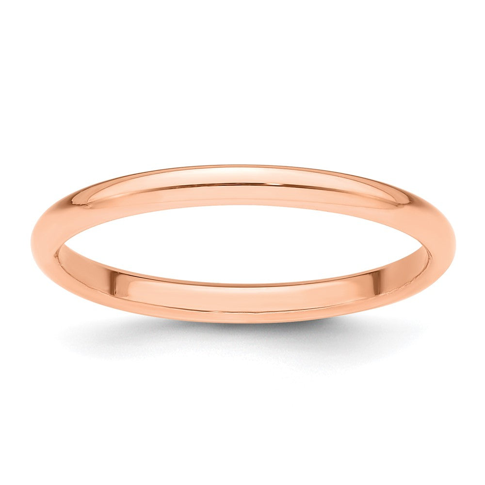 14k Rose Gold 2mm Half Round Wedding Band 