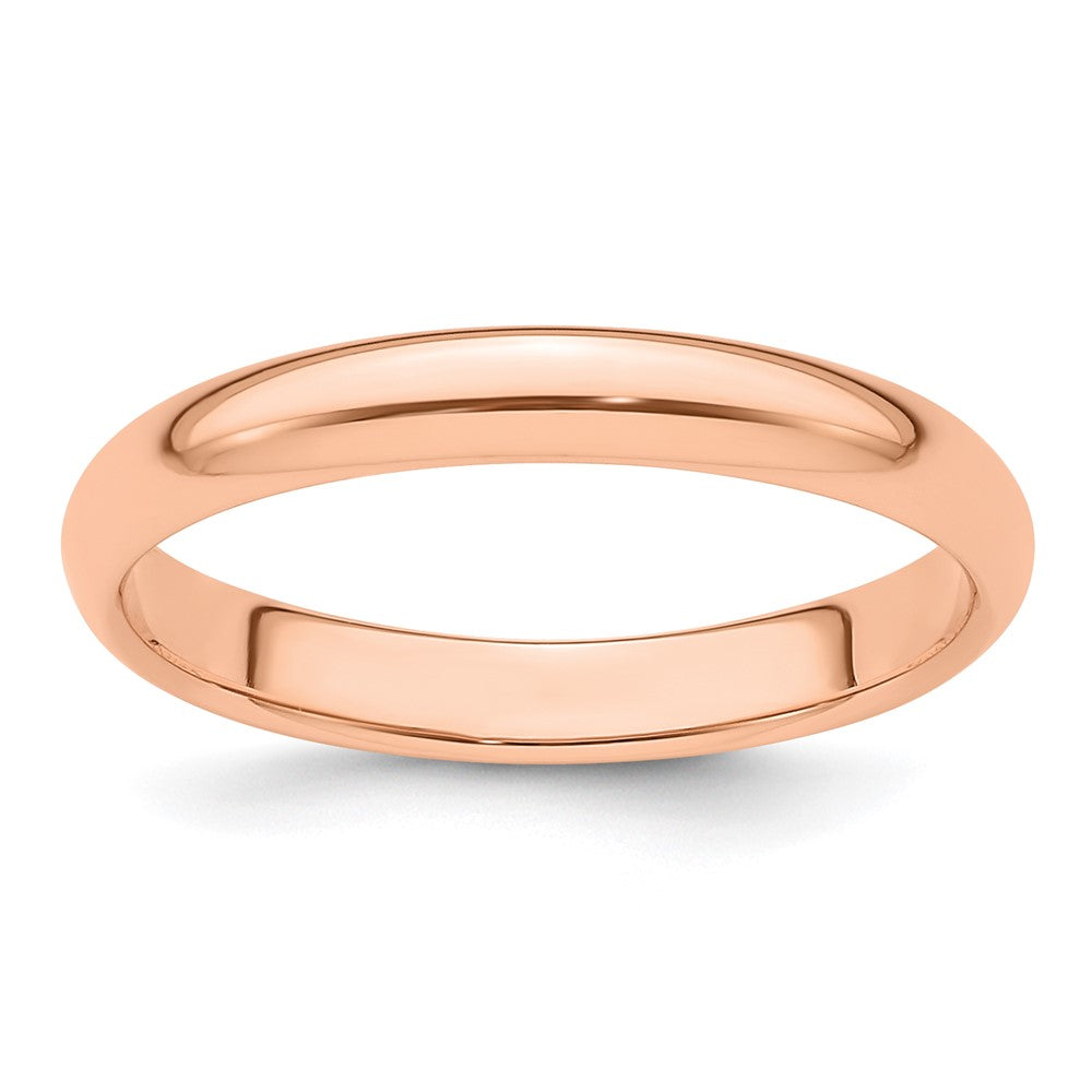 14k Rose Gold 3mm Half Round Wedding Band 