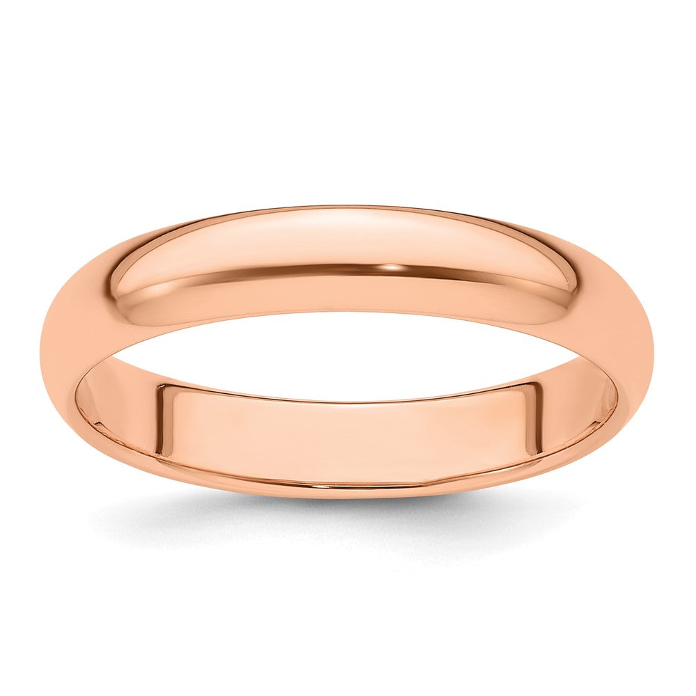 14k Rose Gold 4mm Half Round Wedding Band 