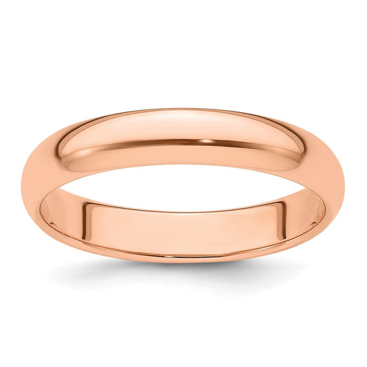 14k Rose Gold 4mm Half Round Wedding Band 