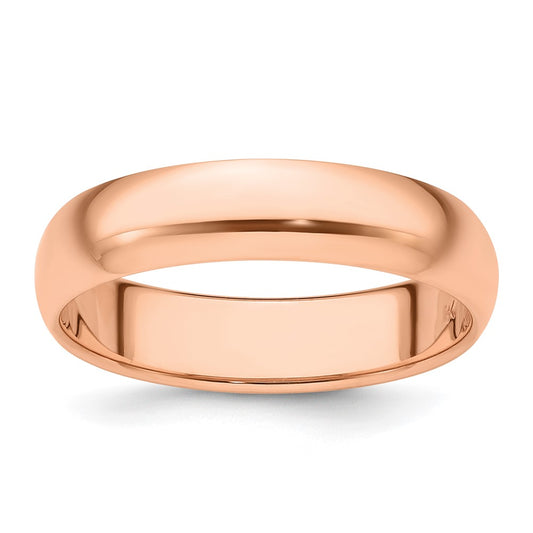 14k Rose Gold 5mm Half Round Wedding Band 