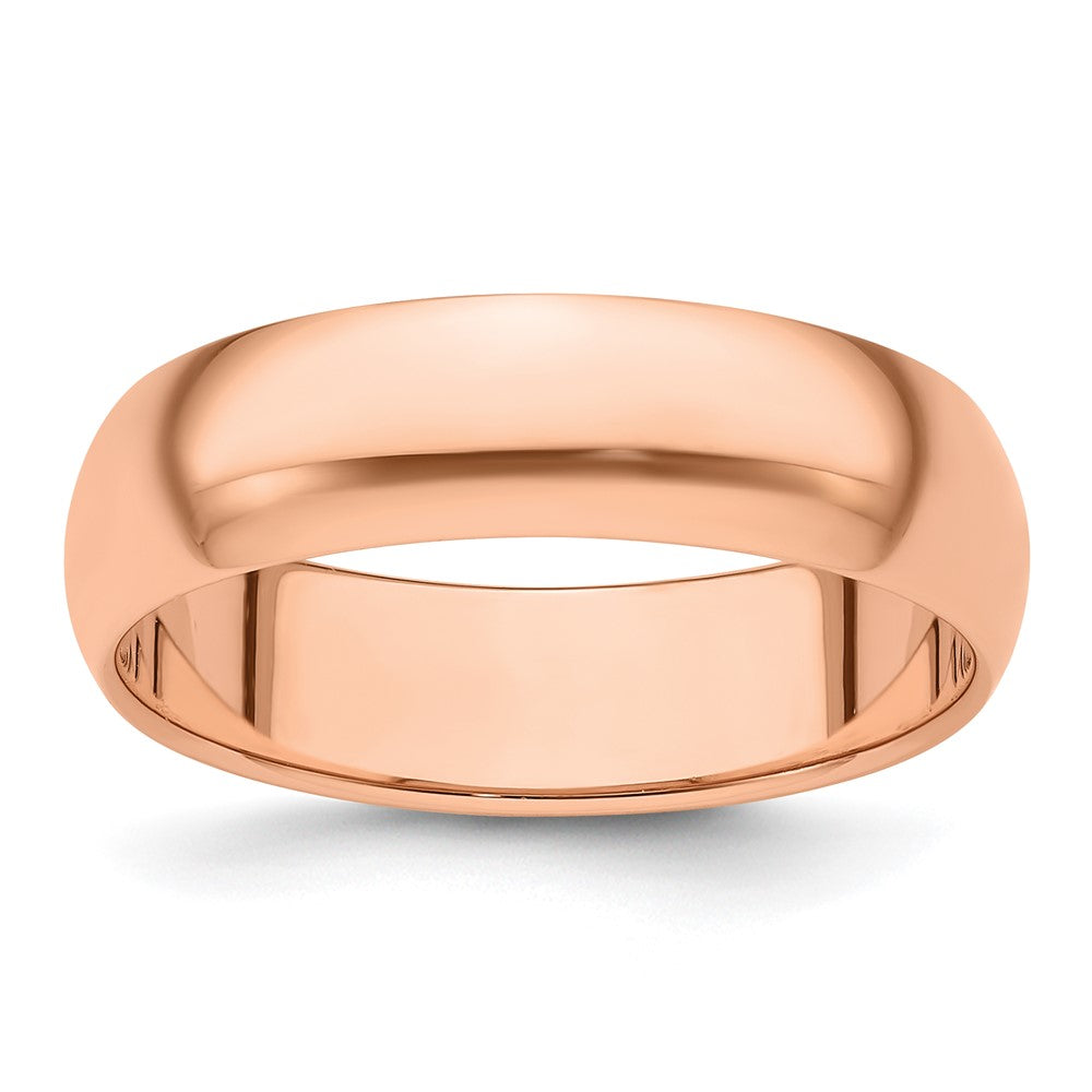 14k Rose Gold 6mm Half Round Wedding Band 