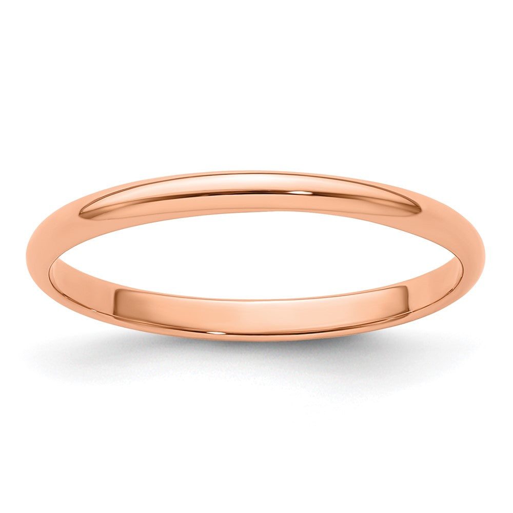 14k Rose Gold 2mm Lightweight Half Round Wedding Band 