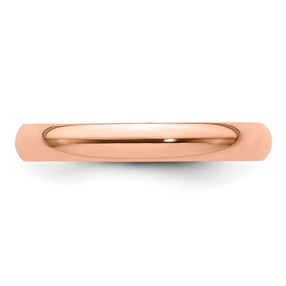 14k Rose Gold 3mm Lightweight Half Round Wedding Band
