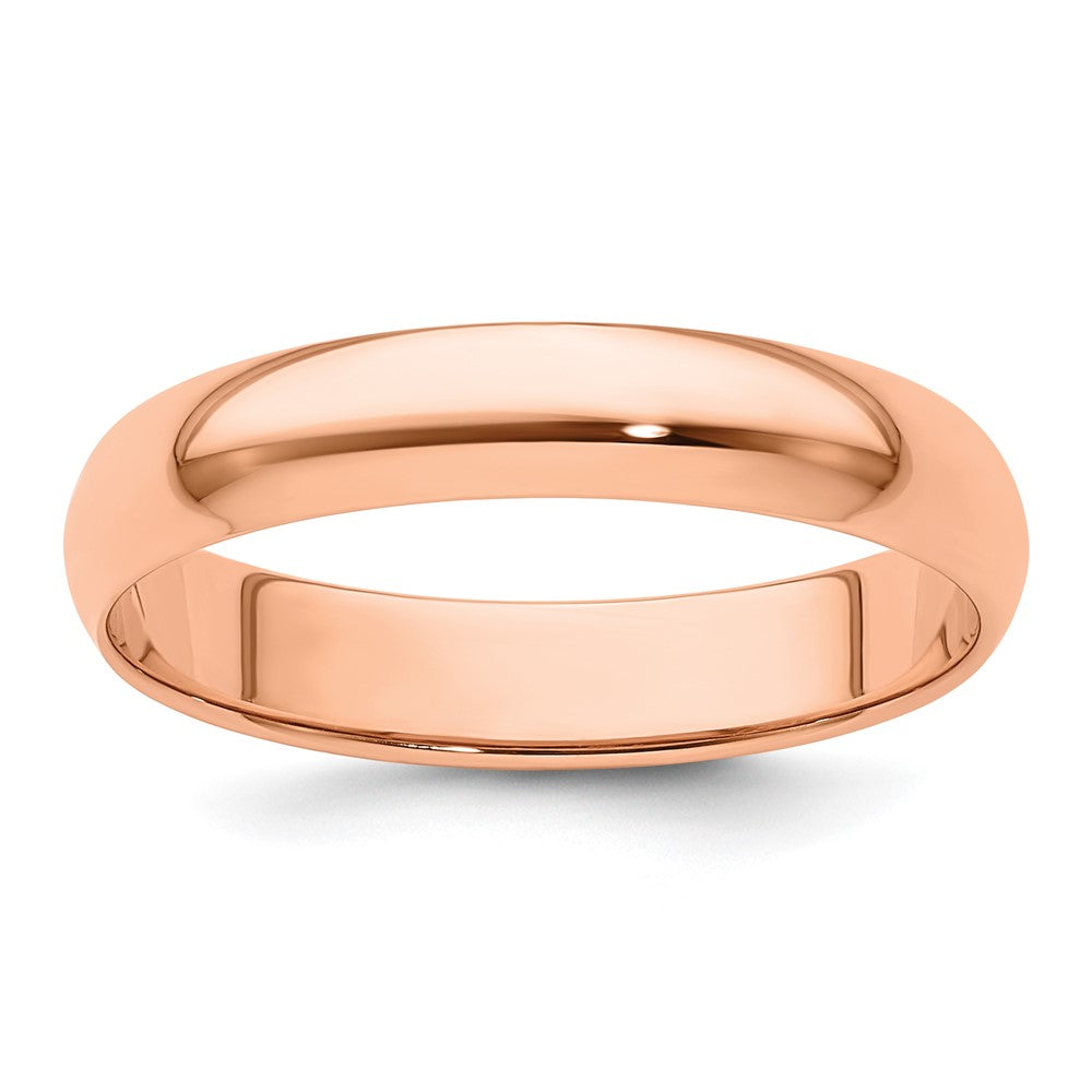 14k Rose Gold 4mm Lightweight Half Round Wedding Band 
