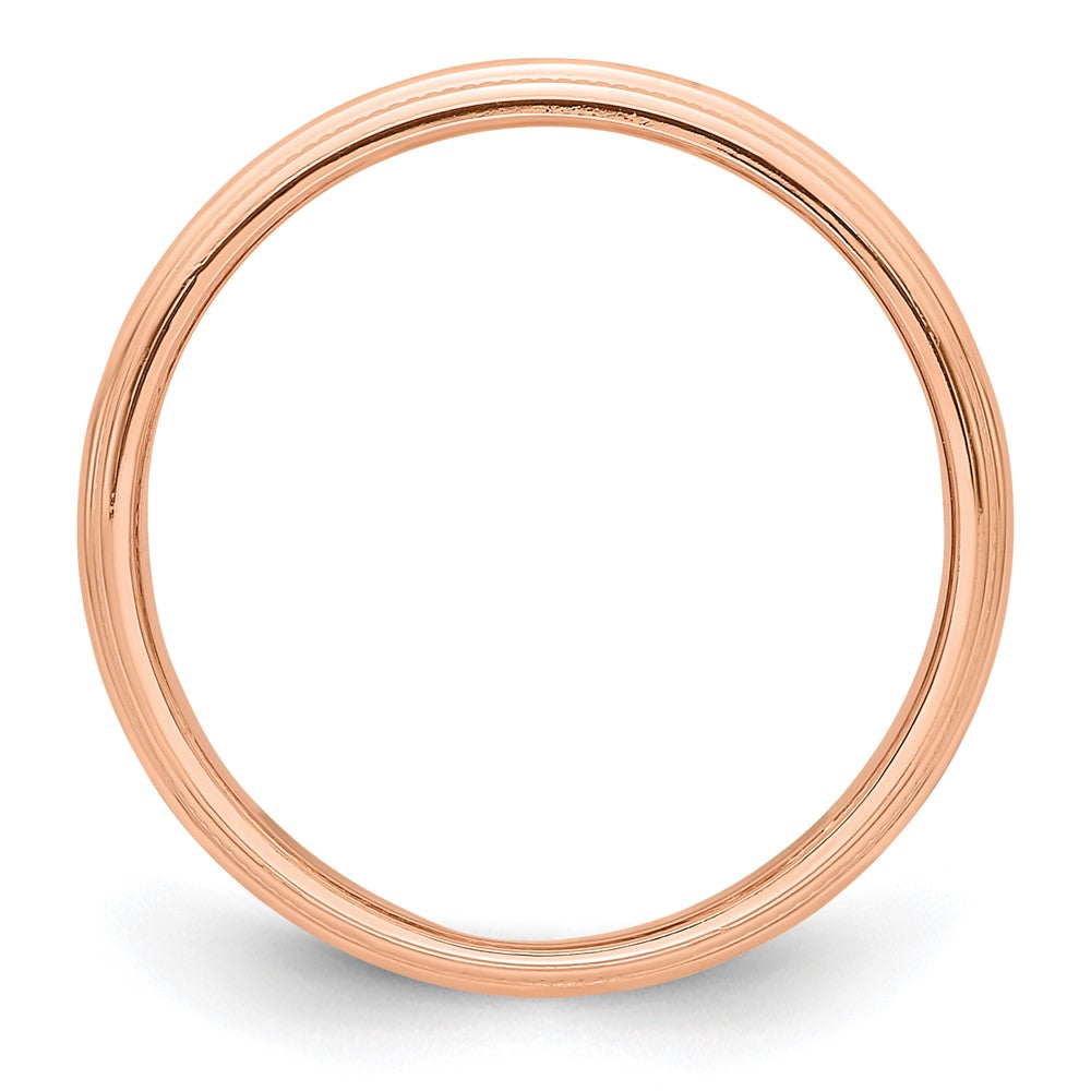 14k Rose Gold 3mm Milgrain Half Round Wedding Band