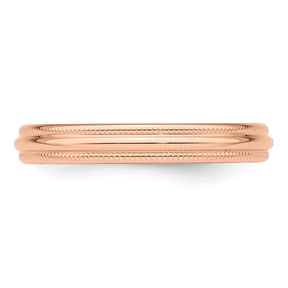 14k Rose Gold 3mm Milgrain Half Round Wedding Band