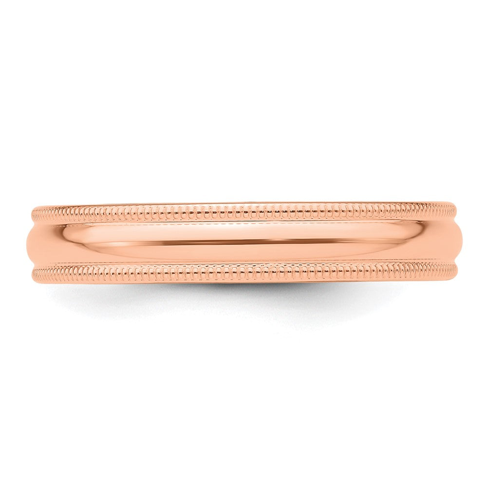14k Rose Gold 4mm Milgrain Half Round Wedding Band