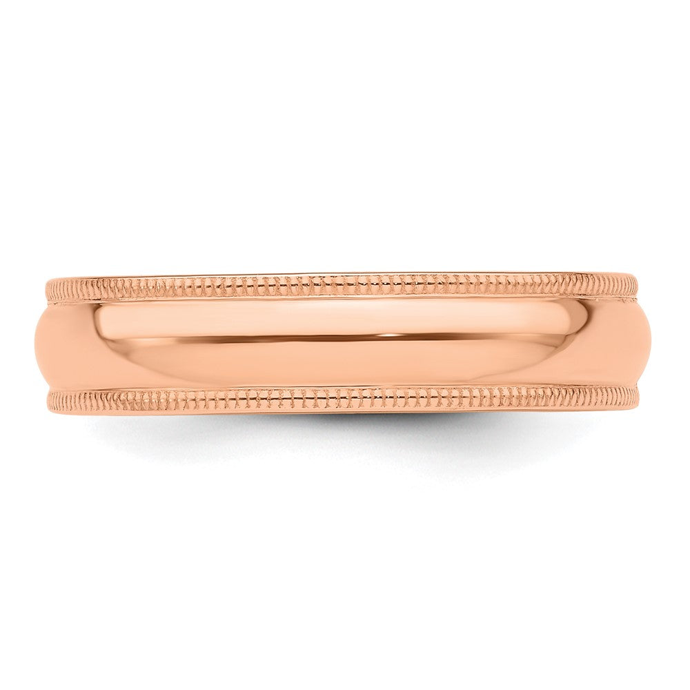 14k Rose Gold 5mm Milgrain Half Round Wedding Band