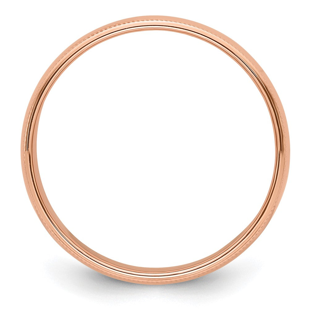 14k Rose Gold 6mm Milgrain Half Round Wedding Band