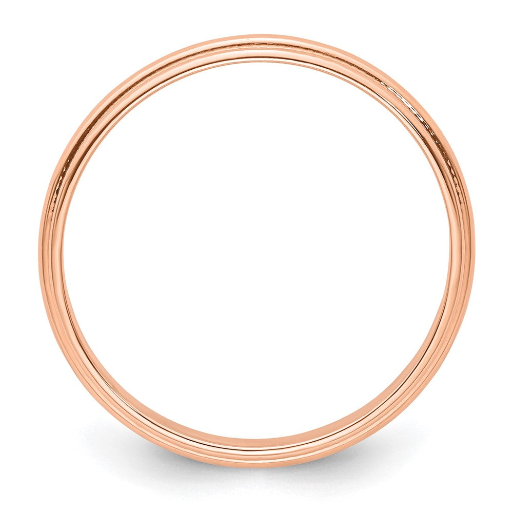 14k Rose Gold 3mm Lightweight Milgrain Half Round Wedding Band