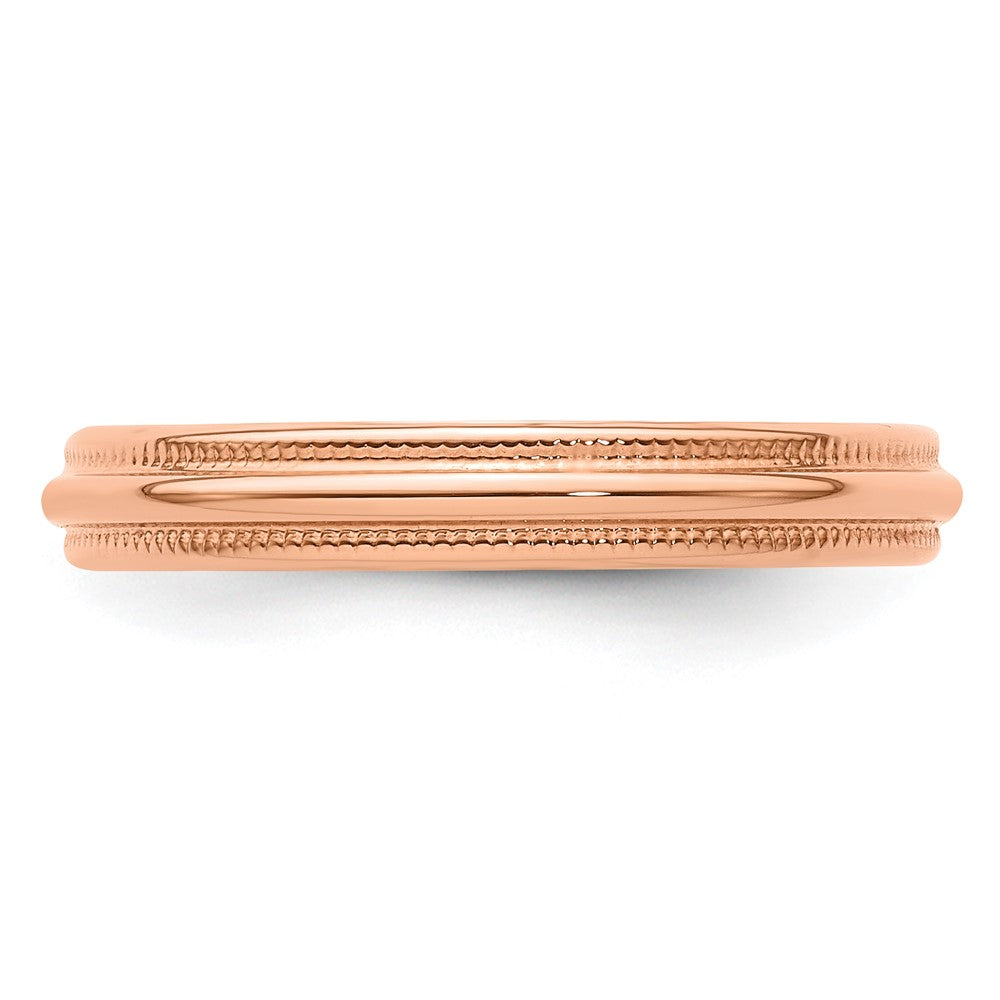 14k Rose Gold 3mm Lightweight Milgrain Half Round Wedding Band