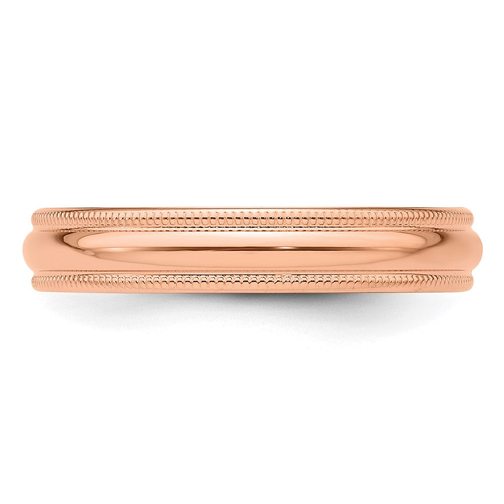 14k Rose Gold 4mm Lightweight Milgrain Half Round Wedding Band
