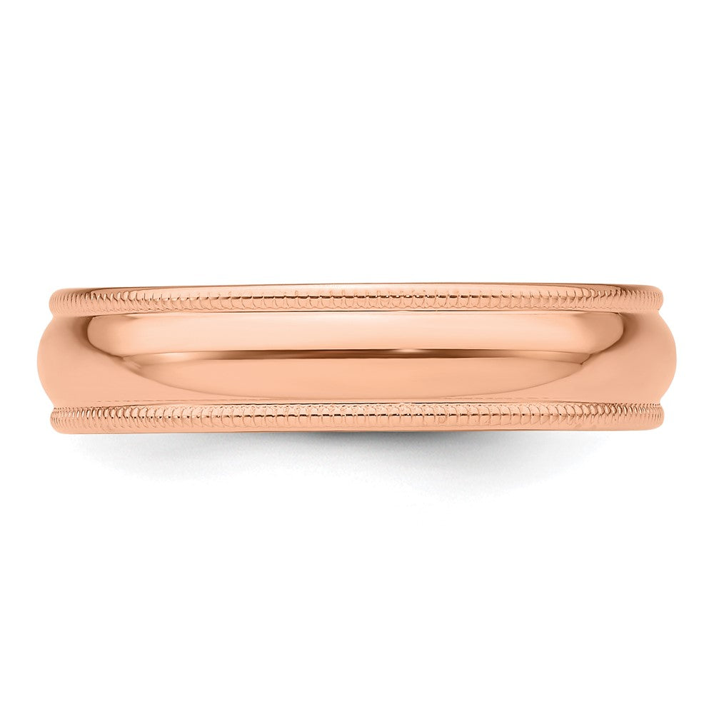14k Rose Gold 5mm Lightweight Milgrain Half Round Wedding Band