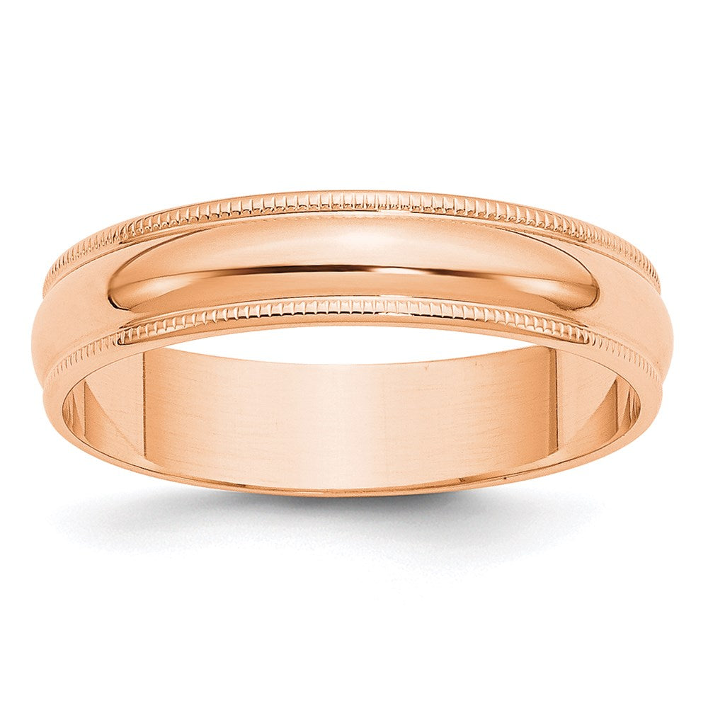 14k Rose Gold 5mm Lightweight Milgrain Half Round Wedding Band 
