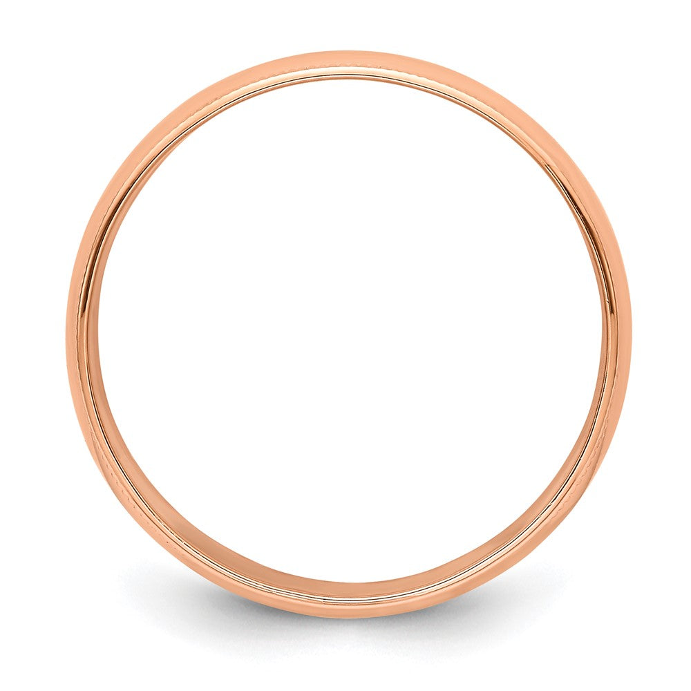 14k Rose Gold 6mm Lightweight Milgrain Half Round Wedding Band