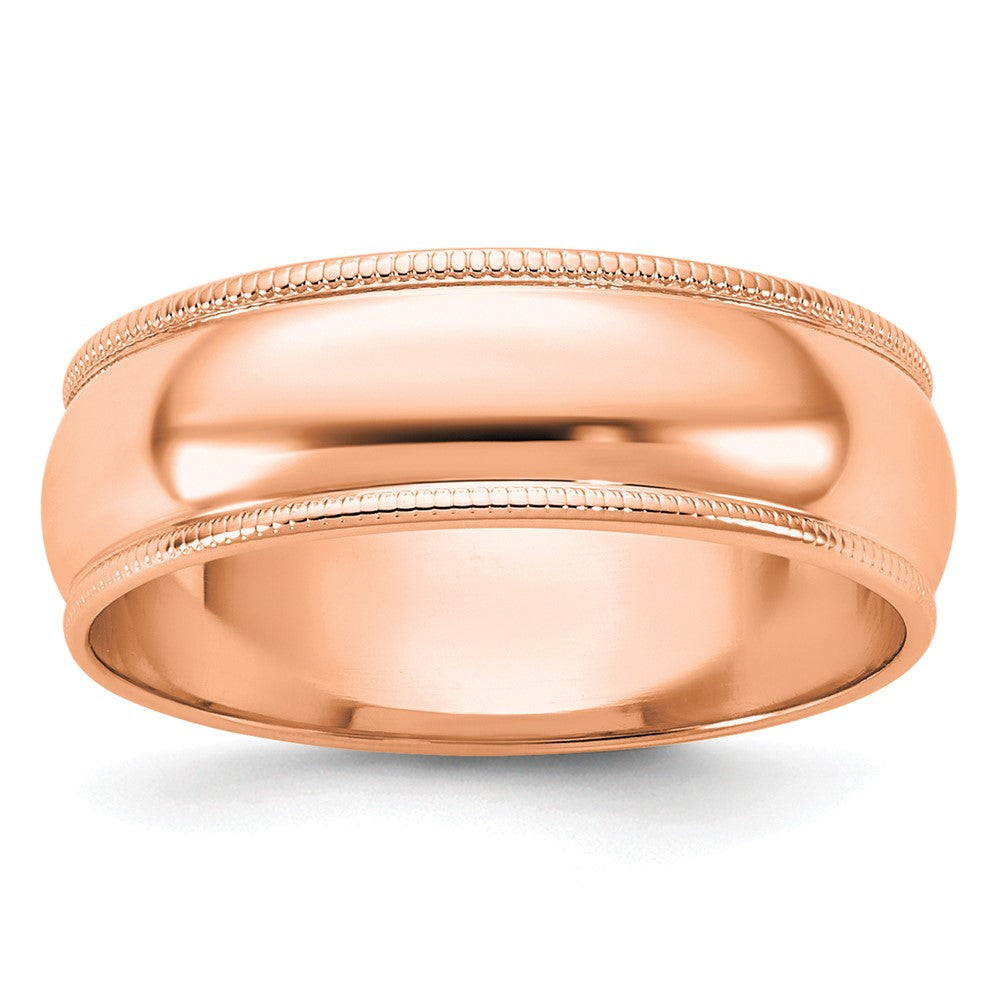 14k Rose Gold 6mm Lightweight Milgrain Half Round Wedding Band 