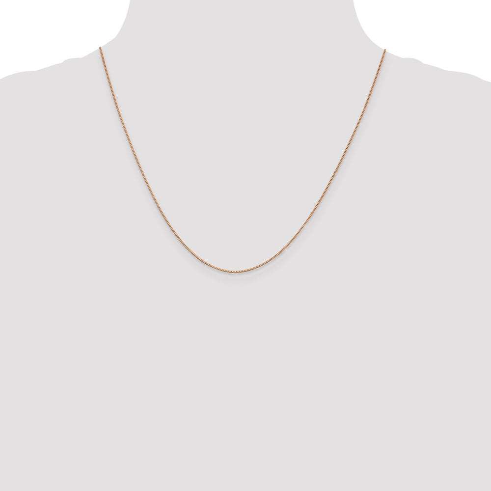 14K Rose Gold .7mm Box Link with Lobster Clasp Chain