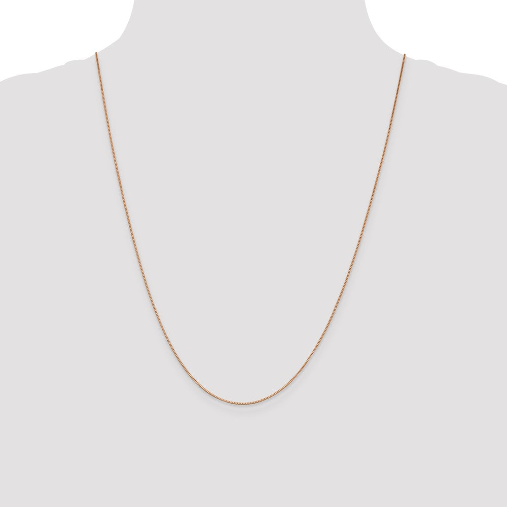 14K Rose Gold .7mm Box Link with Lobster Clasp Chain