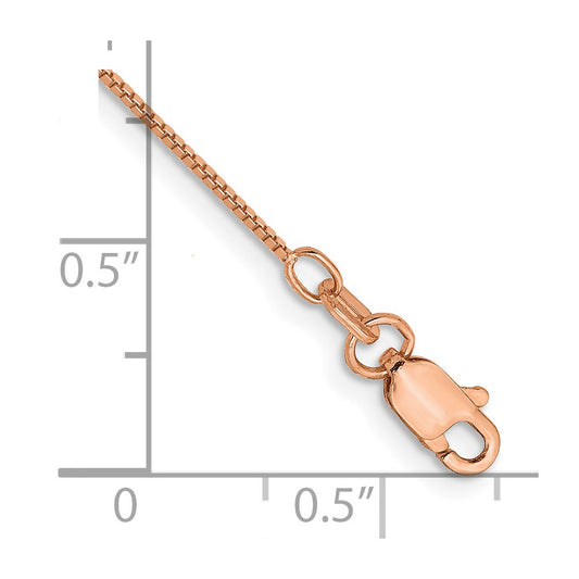 14K Rose Gold .7mm Box Link with Lobster Clasp Chain Anklet