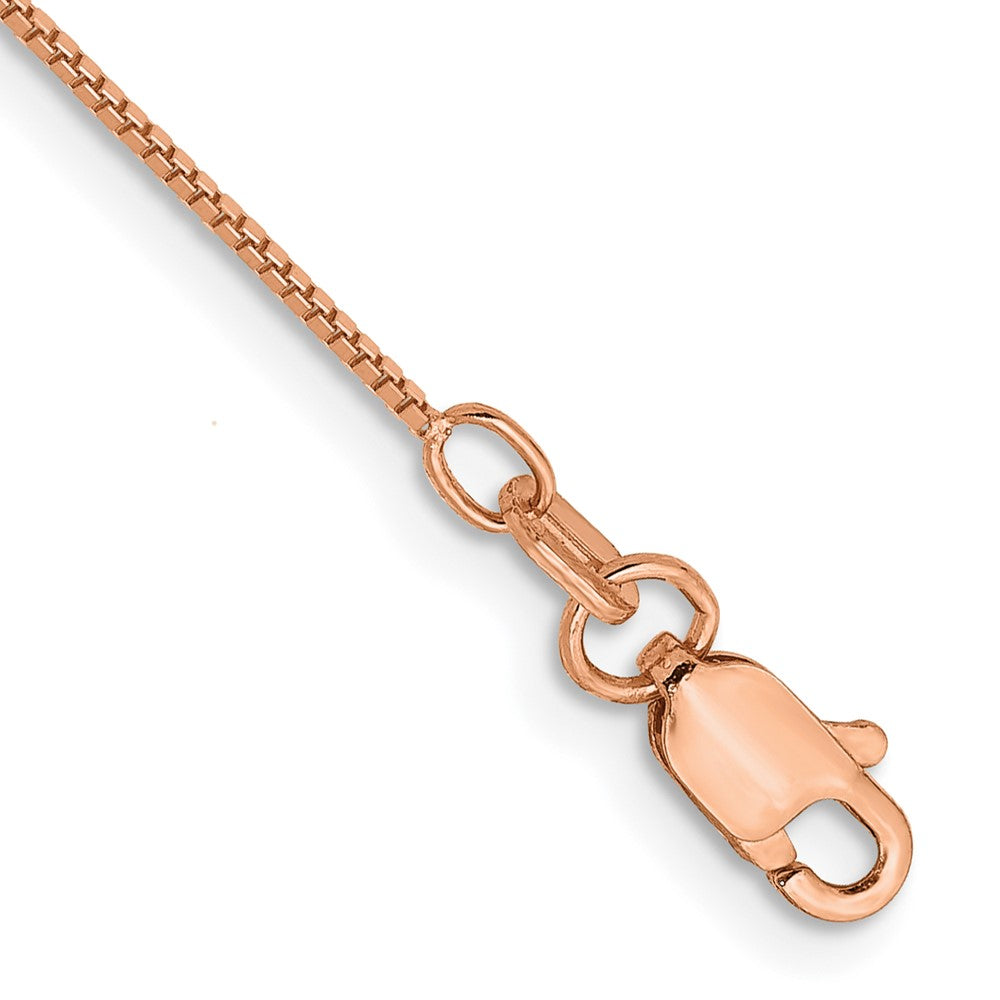 14K Rose Gold .7mm Box Link with Lobster Clasp Chain Anklet