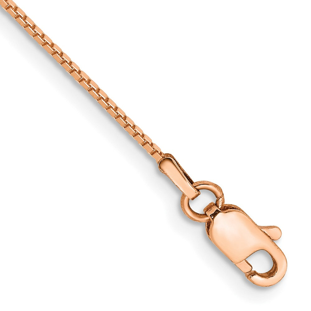 14K Rose Gold .9mm Box Link with Lobster Clasp Bracelet
