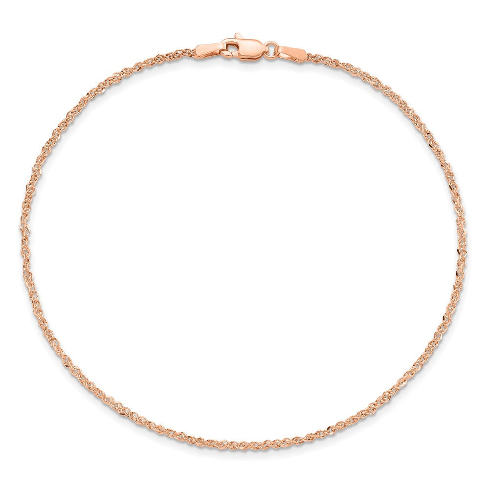 14K Rose Gold 1.7mm Ropa with Lobster Clasp Anklet