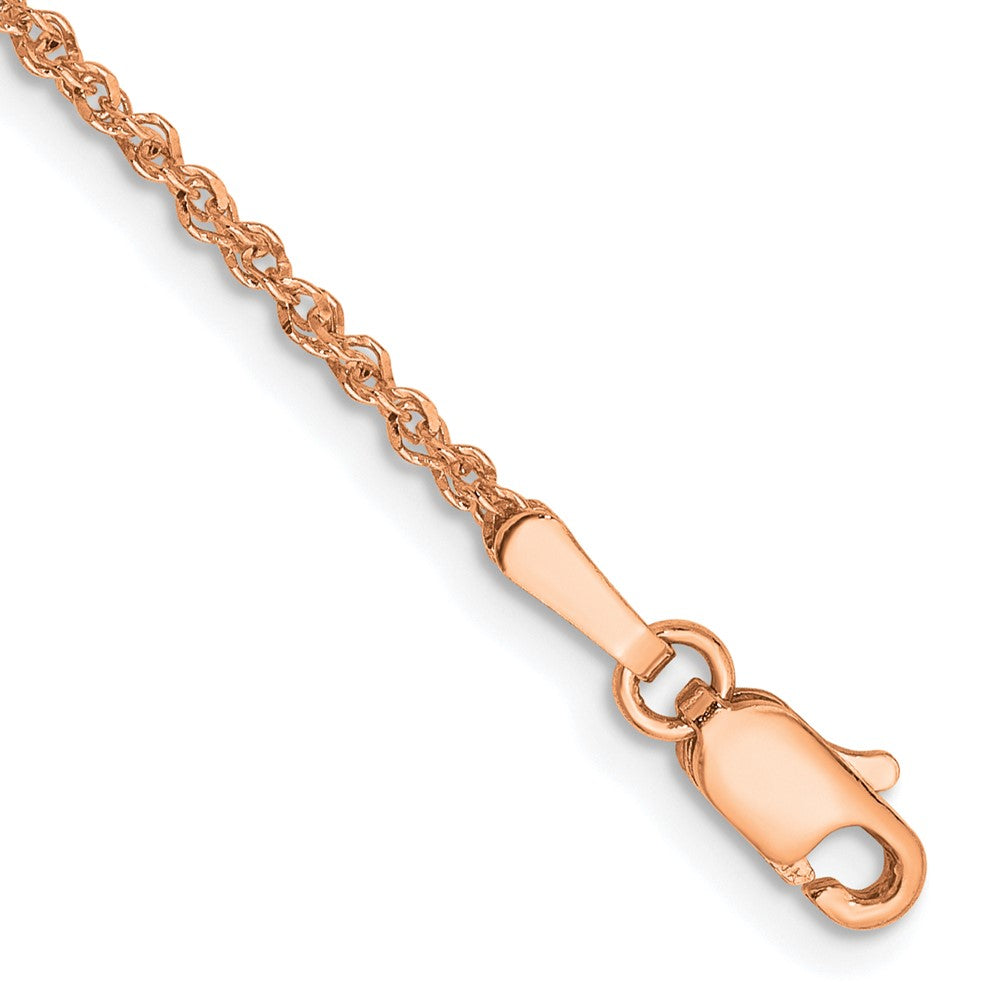 14K Rose Gold 1.7mm Ropa with Lobster Clasp Anklet
