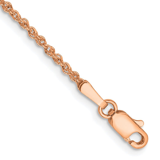 14K Rose Gold 1.7mm Ropa with Lobster Clasp Anklet
