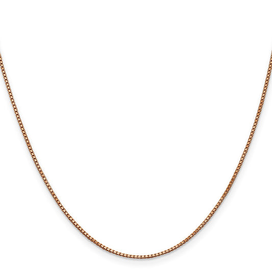 14K Rose Gold 1mm Box Link with Lobster Clasp Chain