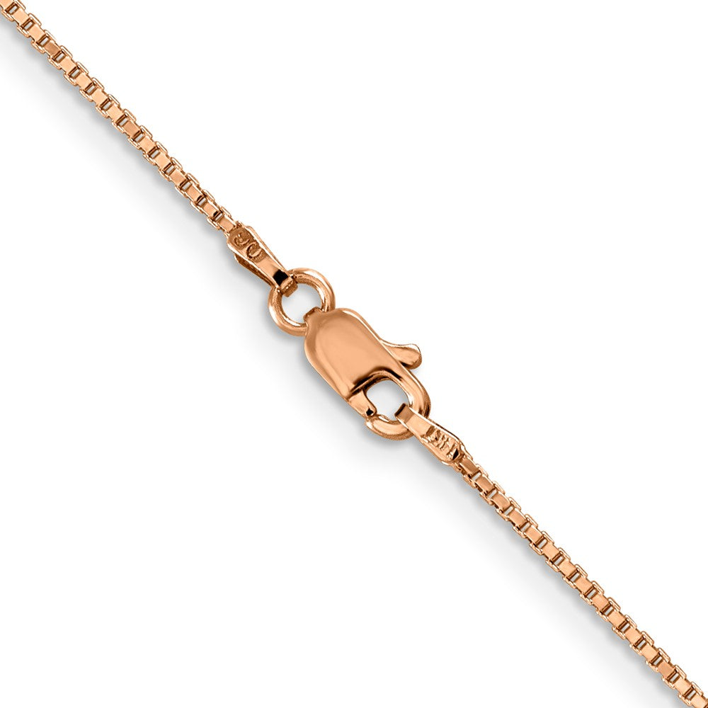 14K Rose Gold 1mm Box Link with Lobster Clasp Chain