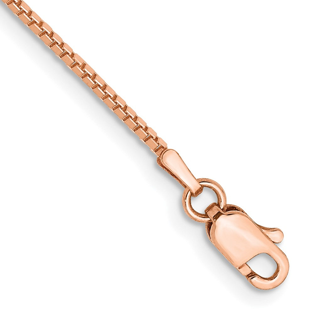 14K Rose Gold 1mm Box Link with Lobster Clasp Bracelet