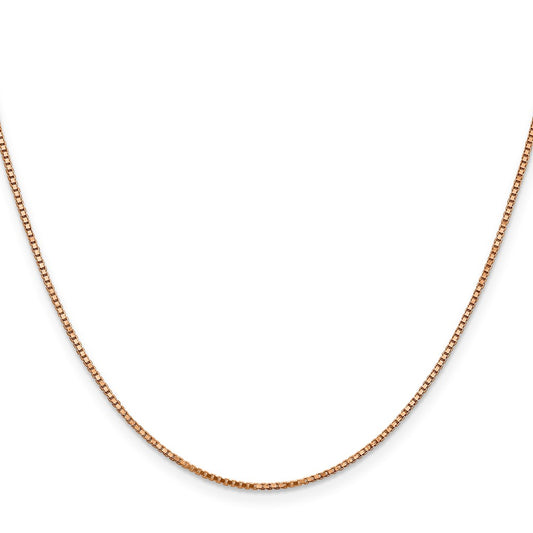 14K Rose Gold 1.10mm Box Link with Lobster Clasp Chain