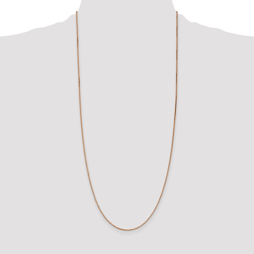14K Rose Gold 1.10mm Box Link with Lobster Clasp Chain