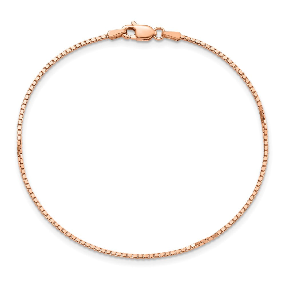 14K Rose Gold 1.10mm Box Link with Lobster Clasp Bracelet