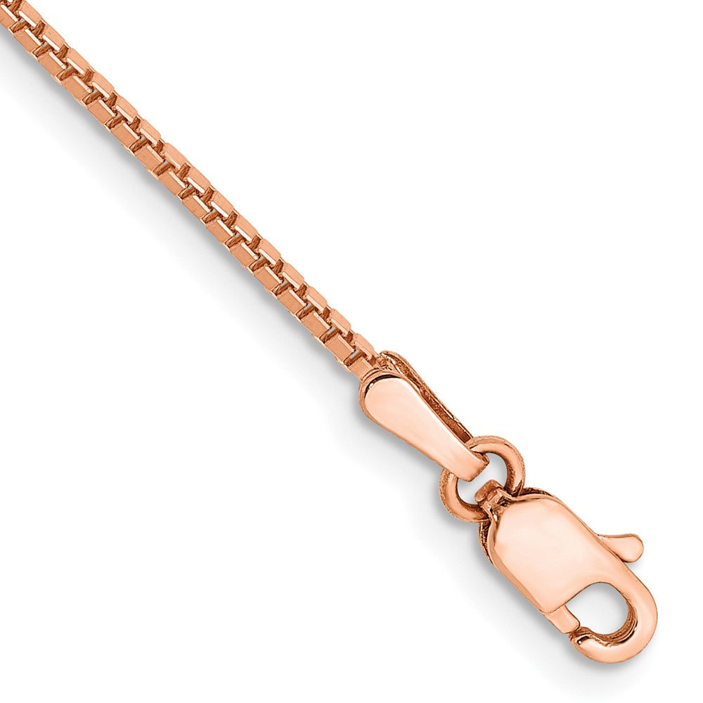 14K Rose Gold 1.10mm Box Link with Lobster Clasp Bracelet
