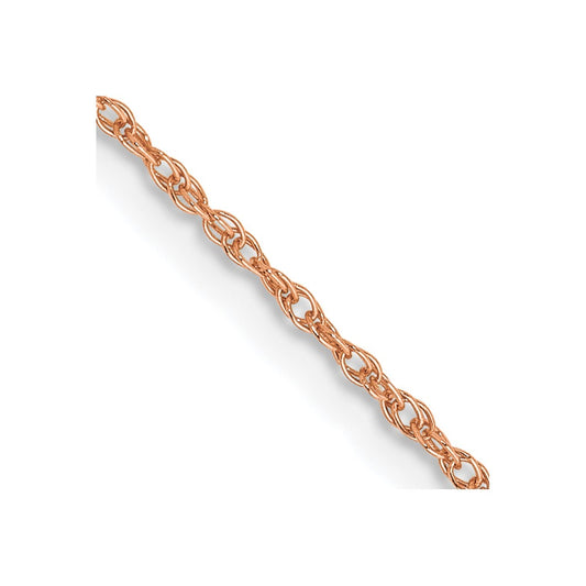 14K Rose Gold .8mm Baby Rope with Spring Ring Clasp Chain