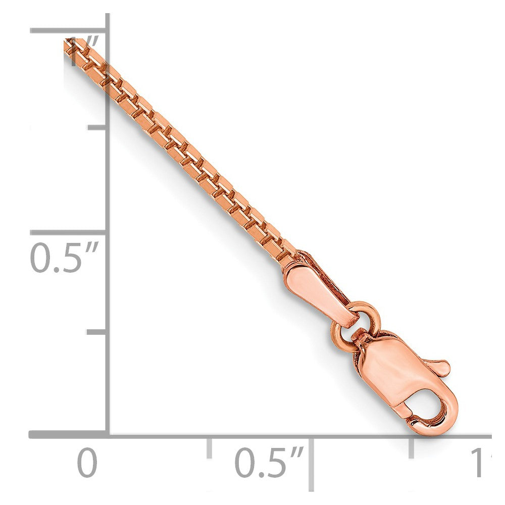 14K Rose Gold 1.3mm Box Link with Lobster Clasp Bracelet