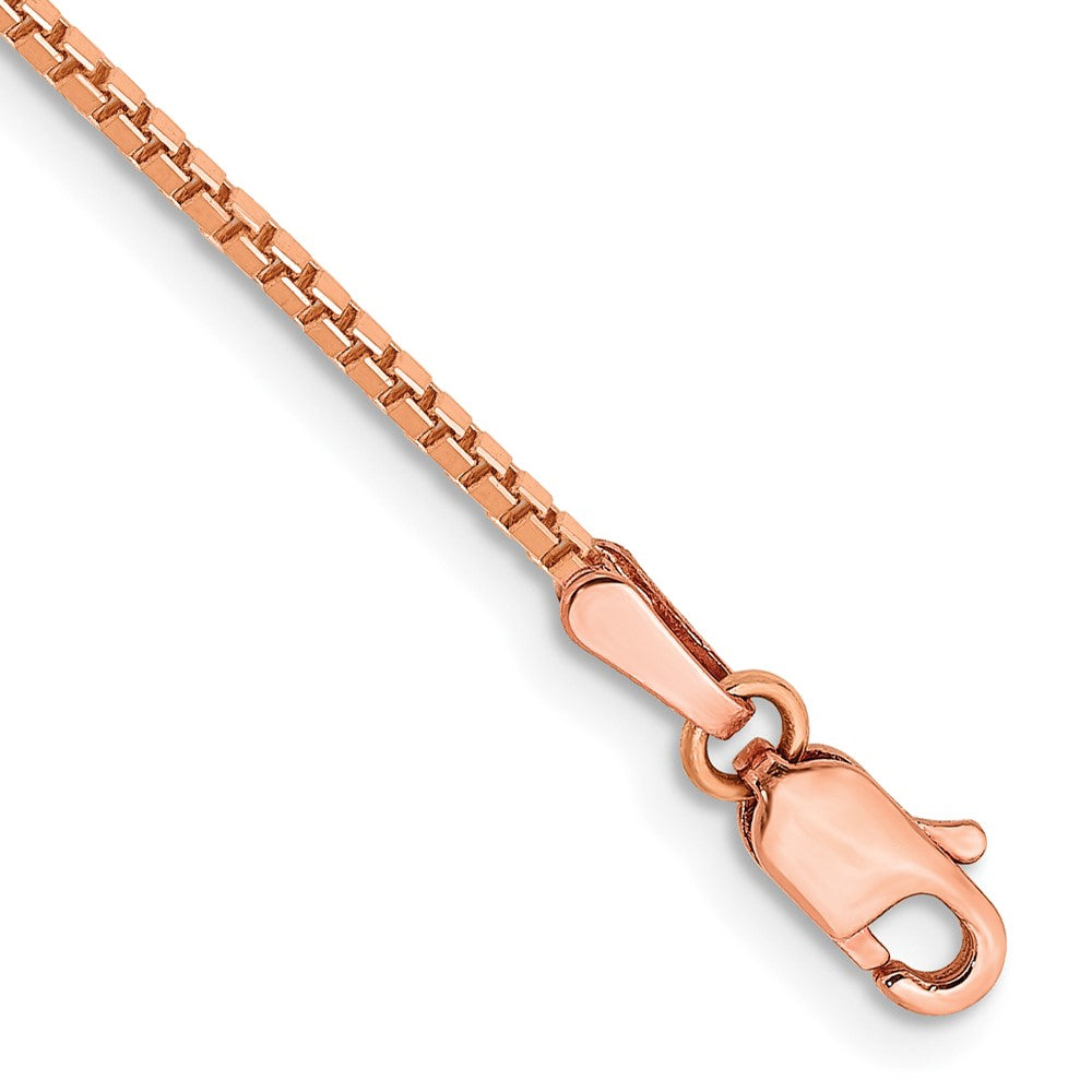 14K Rose Gold 1.3mm Box Link with Lobster Clasp Bracelet