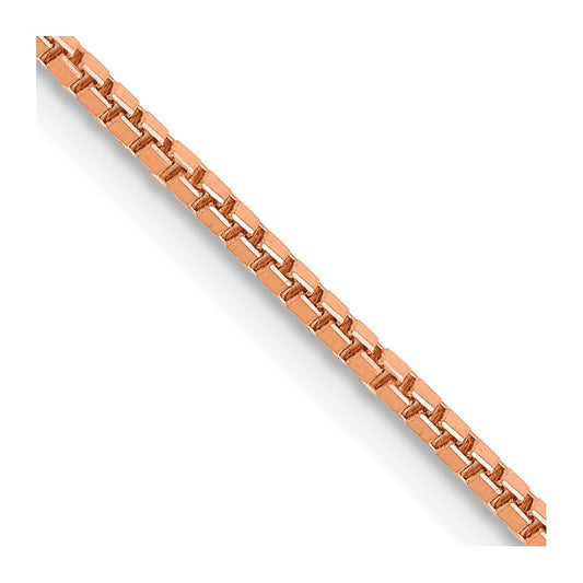 14K Rose Gold 1.3mm Box Link with Lobster Clasp Chain