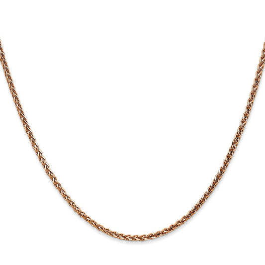 14K Rose Gold 2.1mm Diamond-cut Spiga with Lobster Clasp Chain
