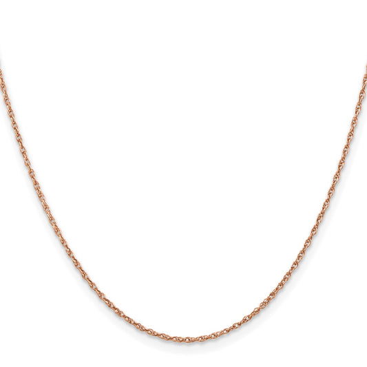 14K Rose Gold 1.15mm Baby Rope with Spring Ring Clasp Chain