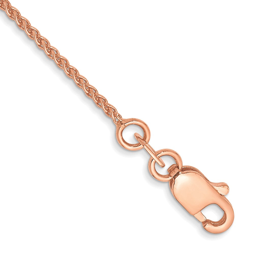 14K Rose Gold 1mm Solid Polished Spiga with Lobster Clasp Anklet