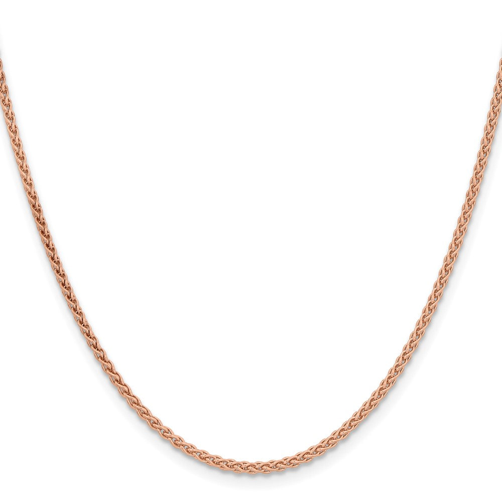 14K Rose Gold 2.1mm Solid Polished Spiga with Lobster Clasp Chain