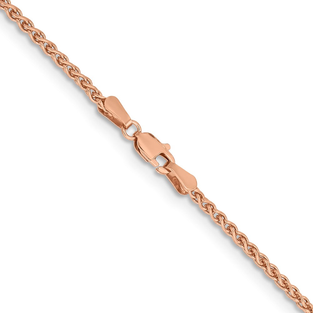 14K Rose Gold 2.1mm Solid Polished Spiga with Lobster Clasp Chain